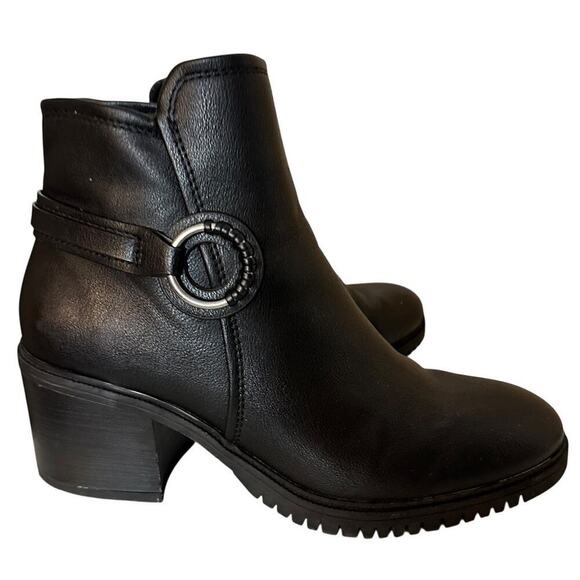 Baretraps Felicia Vegan Leather Chunky Heel Side Zip Black Ankle Boots Sz 8.5 M - Picture 6 of 16